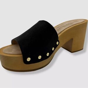 Veronica Beard HANNALEE SUEDE CLOG SANDAL in Black Size 9.5